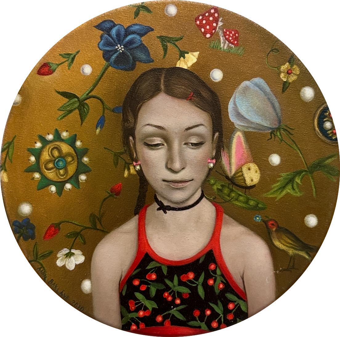 Self - portrait with a cherry dress
