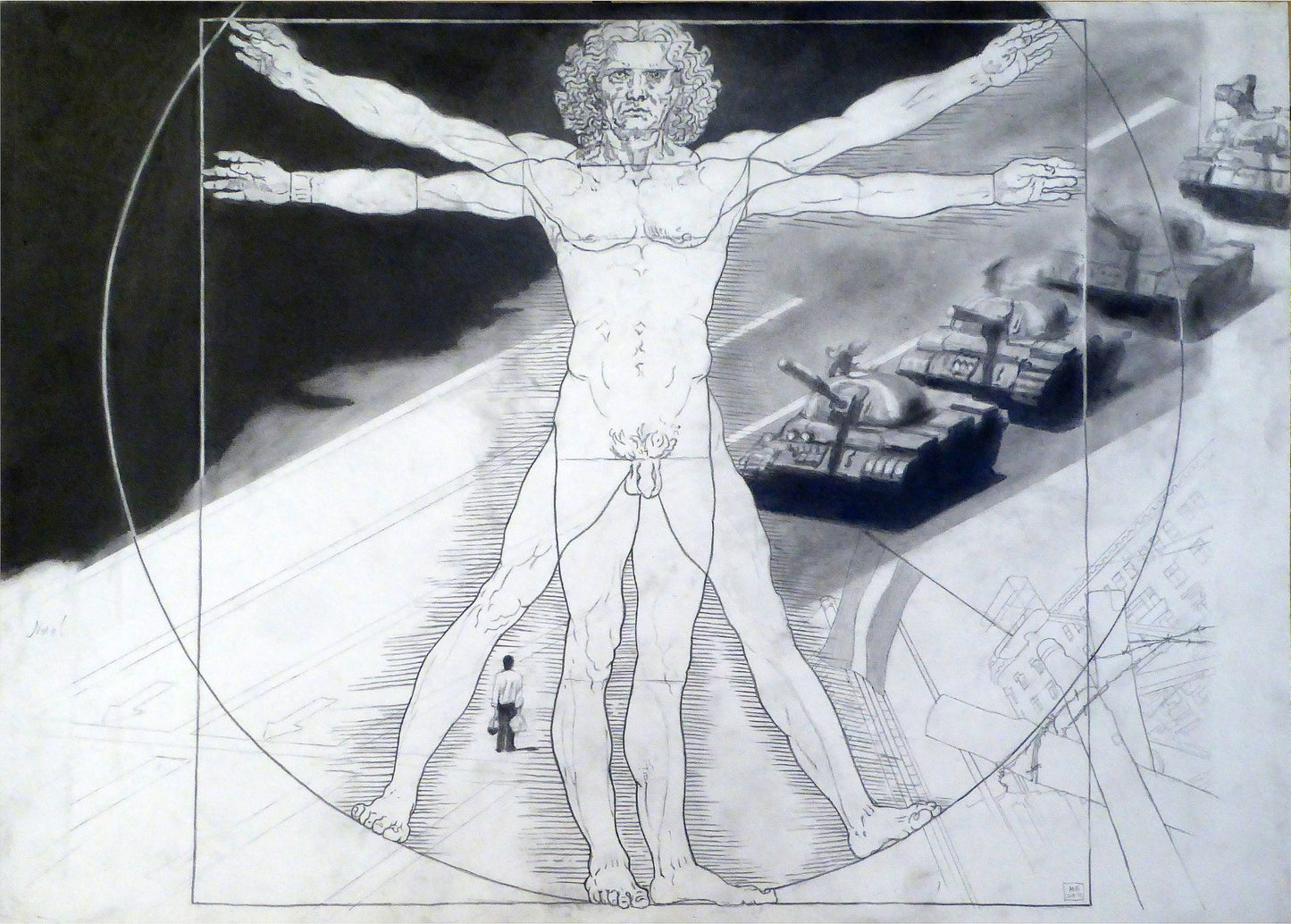 Here I stand and I can't be different. Dedicated to the struggle for freedom in Ukraine. Based on the motifs of Stewart Franklin and Leonardo.