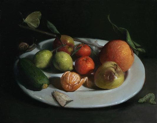 Still life with lemons and insects