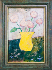 Flowers in a yellow vase
