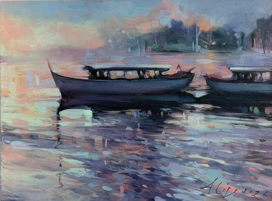 Ship at sunset