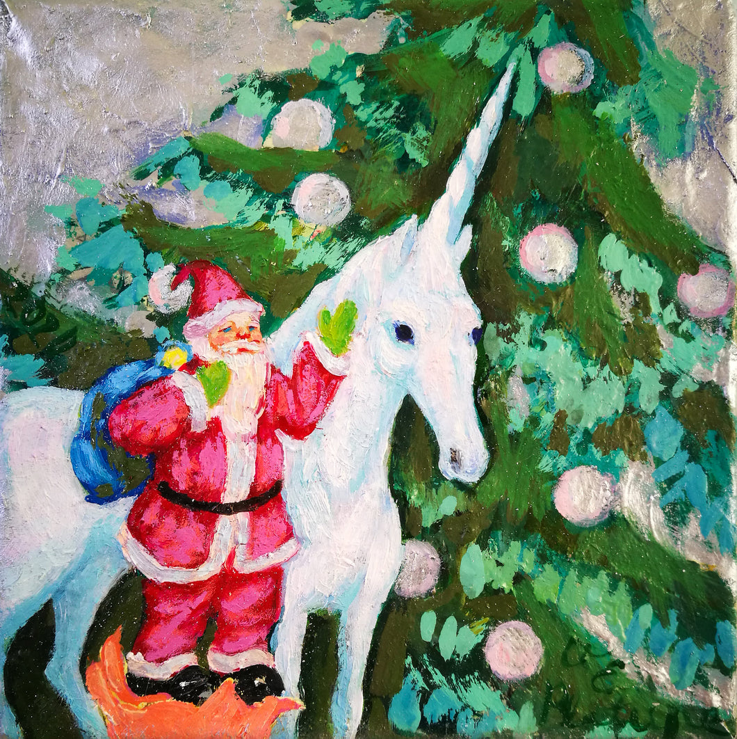 Santa with a unicorn