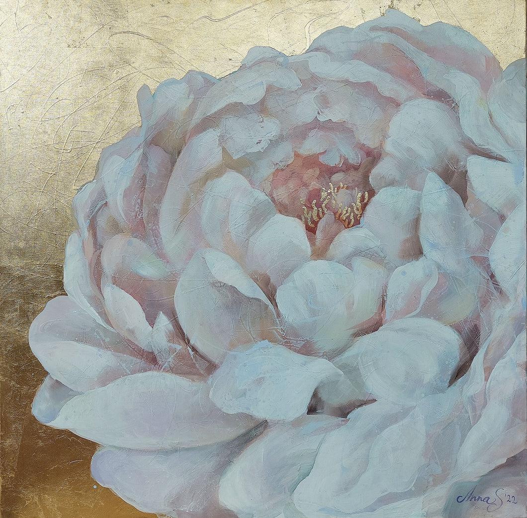 Peony on a golden background